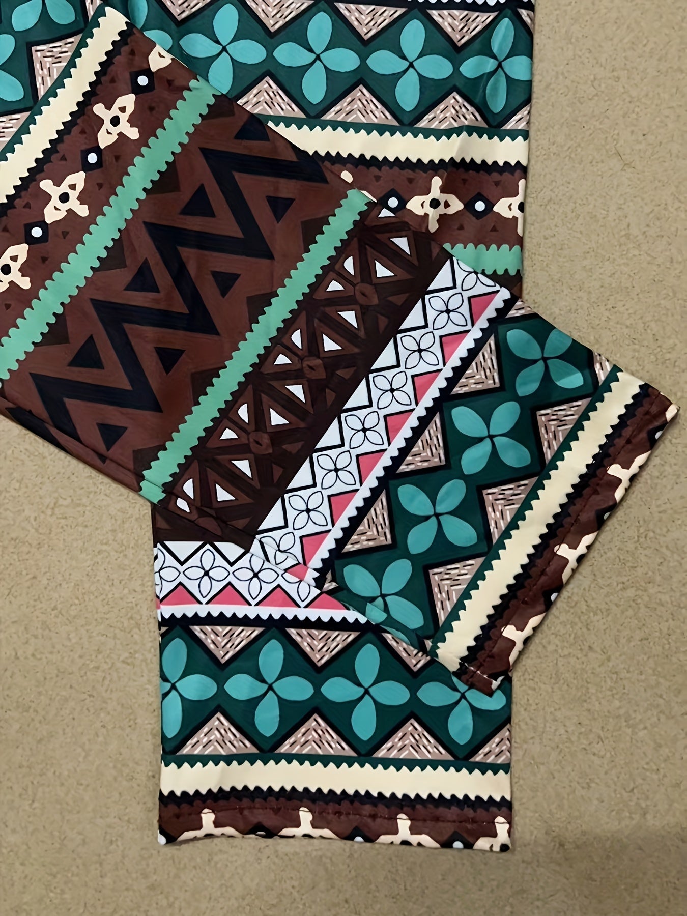  Boho Leggings Women's Plus Geo Striped Print High Waisted Leggings
