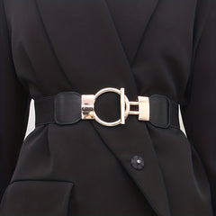 Geometric Round Buckle Belt Wide Waistband Dress Coat Girdle Sweater Belts