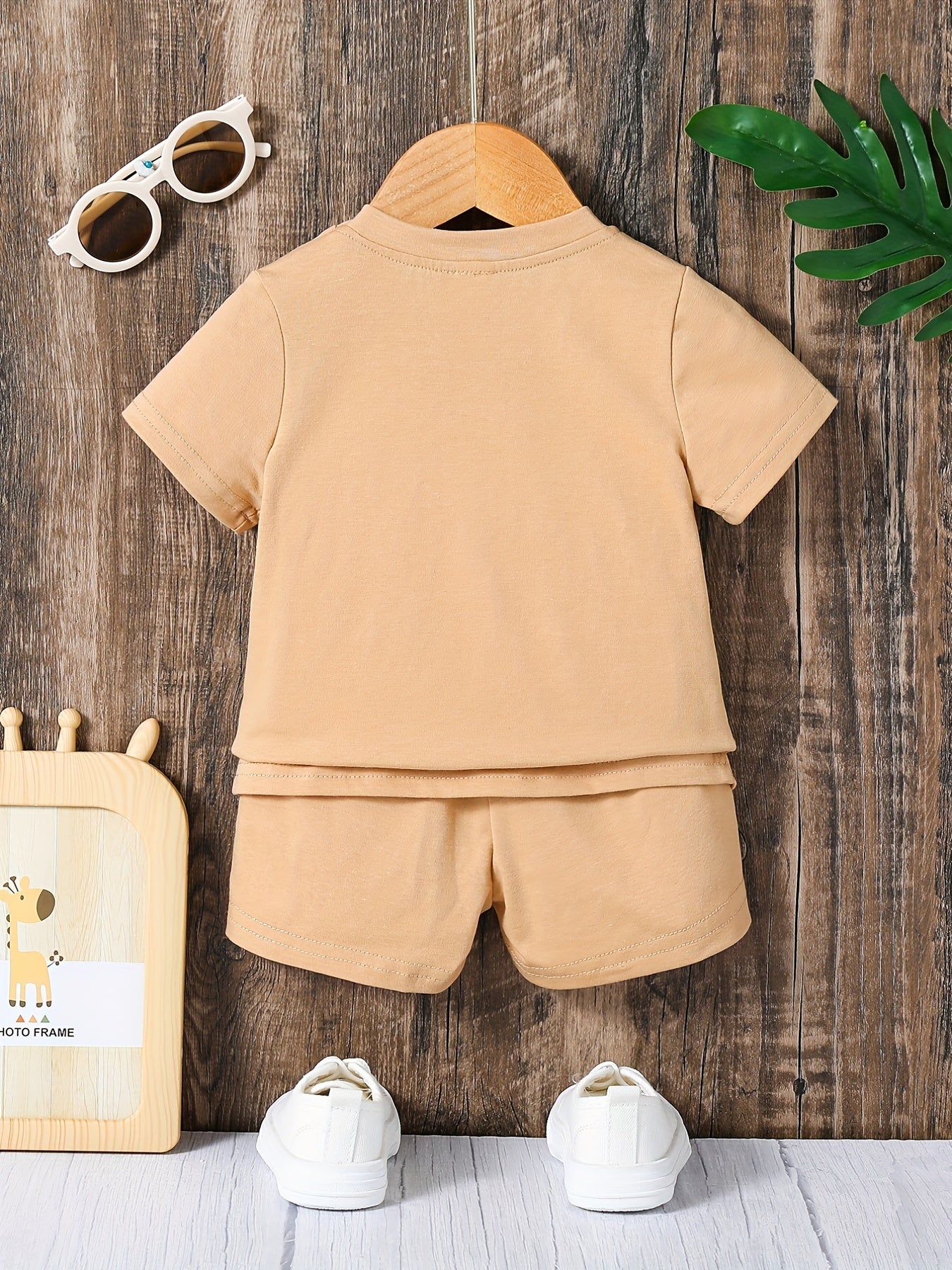 Toddler Boys Casual Outfit Set with T-shirt, Shorts, and Bear Bag