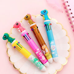 Cartoon Dinosaur Gel Pen Refill Core 0.5mm 10-Color In One Pen
