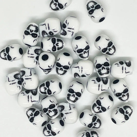 20pcs Halloween Skull Beads Acrylic 4.8mm Big Hole for Bracelet Necklace