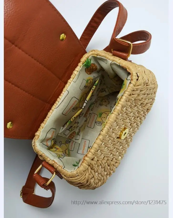 Beach Casual Straw Bag with Tassel Pendant for Women A2311