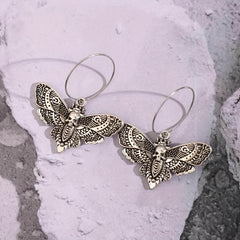 Skull Butterfly Dangle Earrings Retro Gothic Style Halloween Accessories
