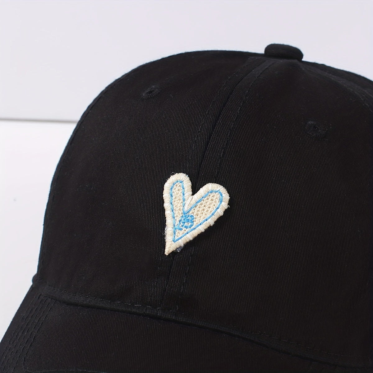 Heart Patch Couple Baseball Cap Solid Adjustable Sun Hat