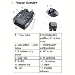 Dual Tube Night Vision Device 5x Digital Zoom 1080PHD Night Vision 6 Screen