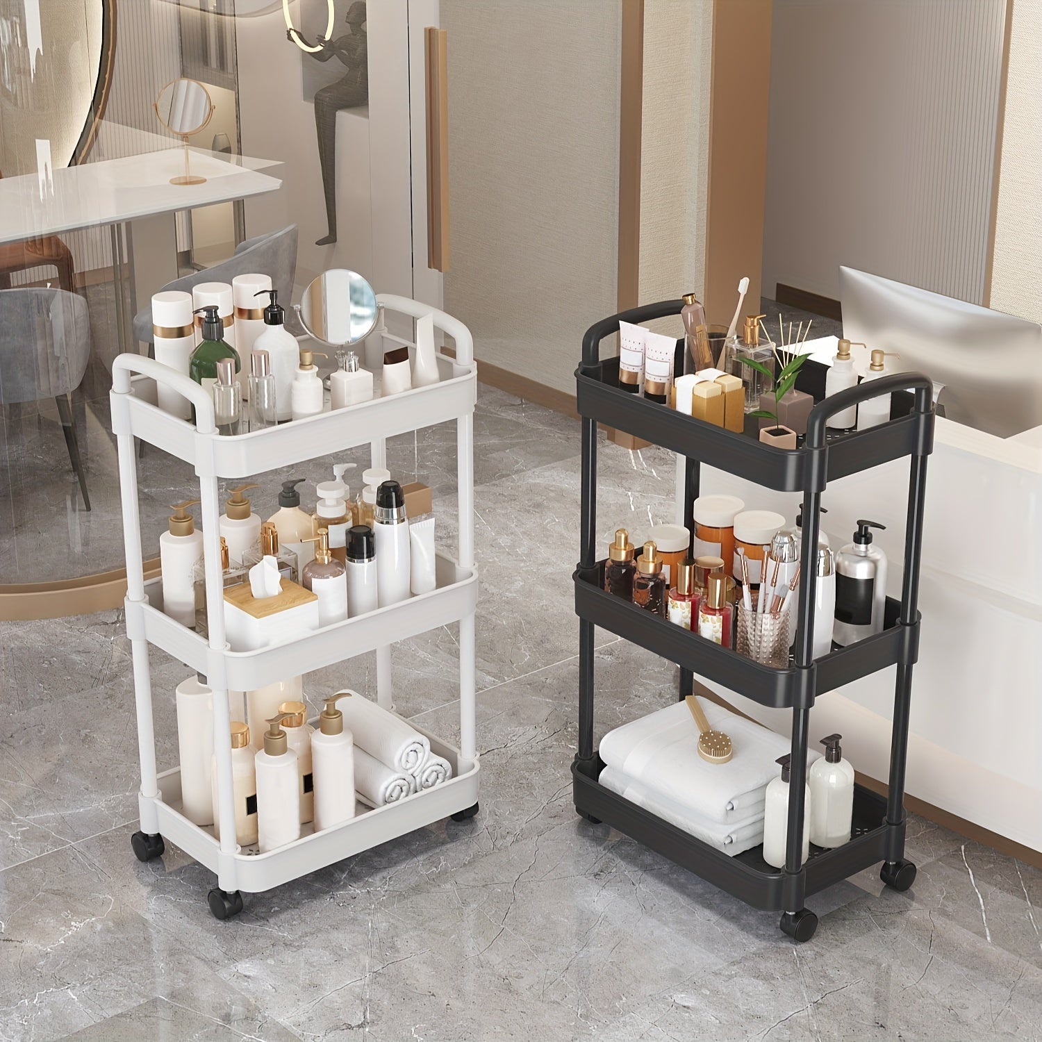 Function Wheeled Mobile Storage Rack Layer Book Storage Trolley