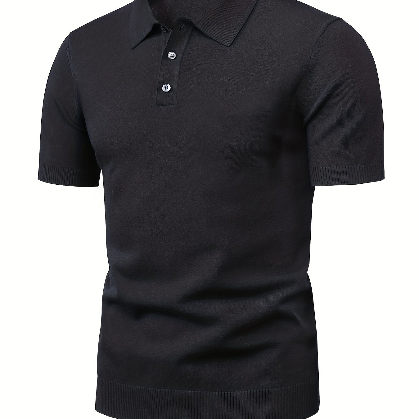 Men's High Stretch Button Up Lapel Polo Shirt