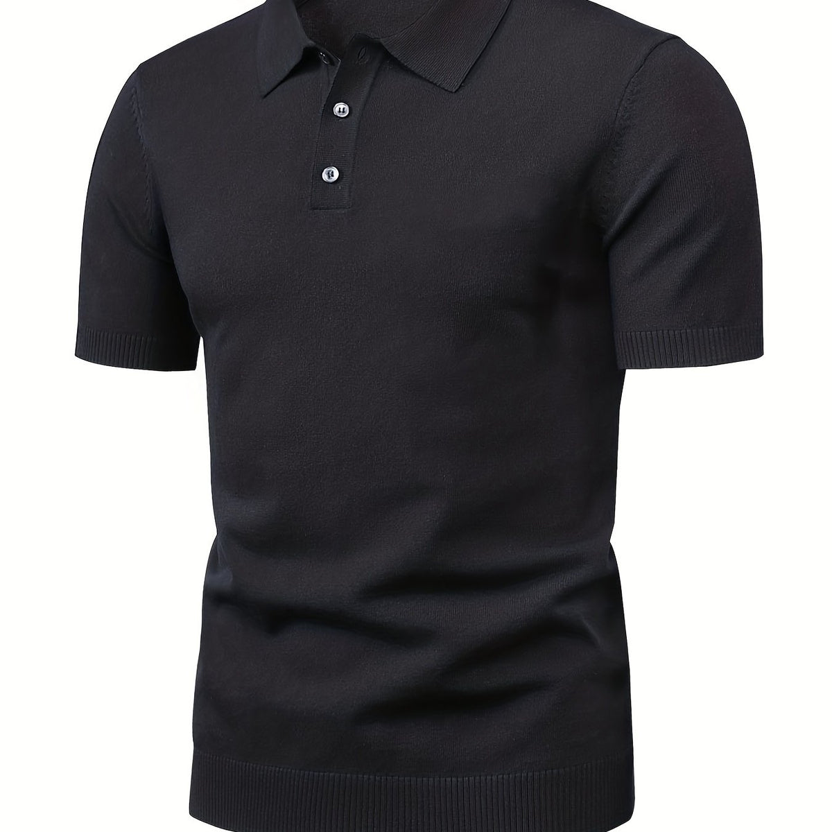 Men's High Stretch Button Up Lapel Polo Shirt