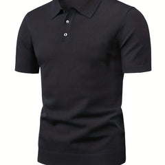 Men's High Stretch Button Up Lapel Polo Shirt
