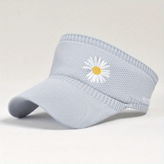 Daisy Embroidery Sun Visor Hat UV Protection Travel Beach Cap