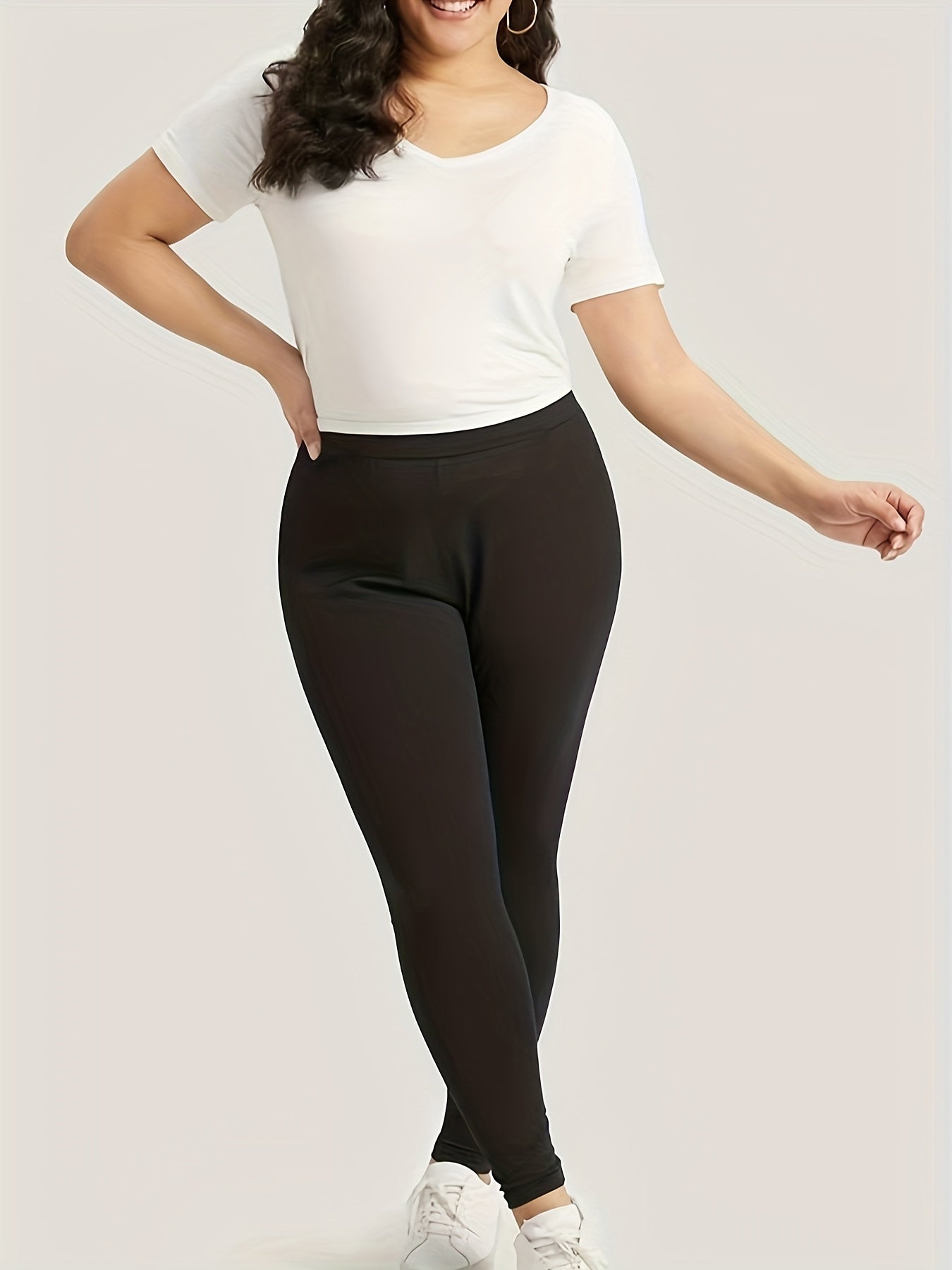  Solid High Rise Skinny Trousers