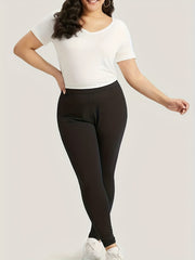  Solid High Rise Skinny Trousers