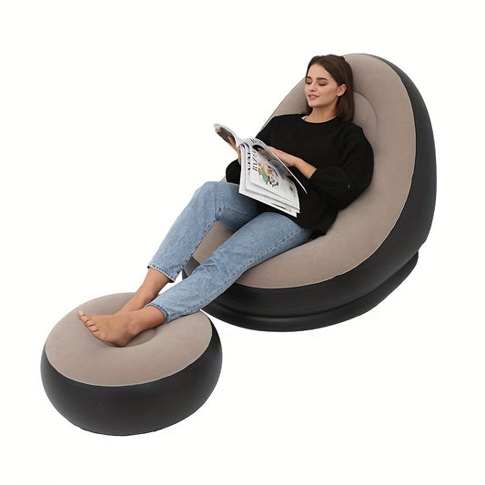 Inflatable Leisure Sofa Chair and Footstool Set for Camping and Travel