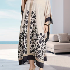  Floral Print Batwing Sleeve Cover Up Dress