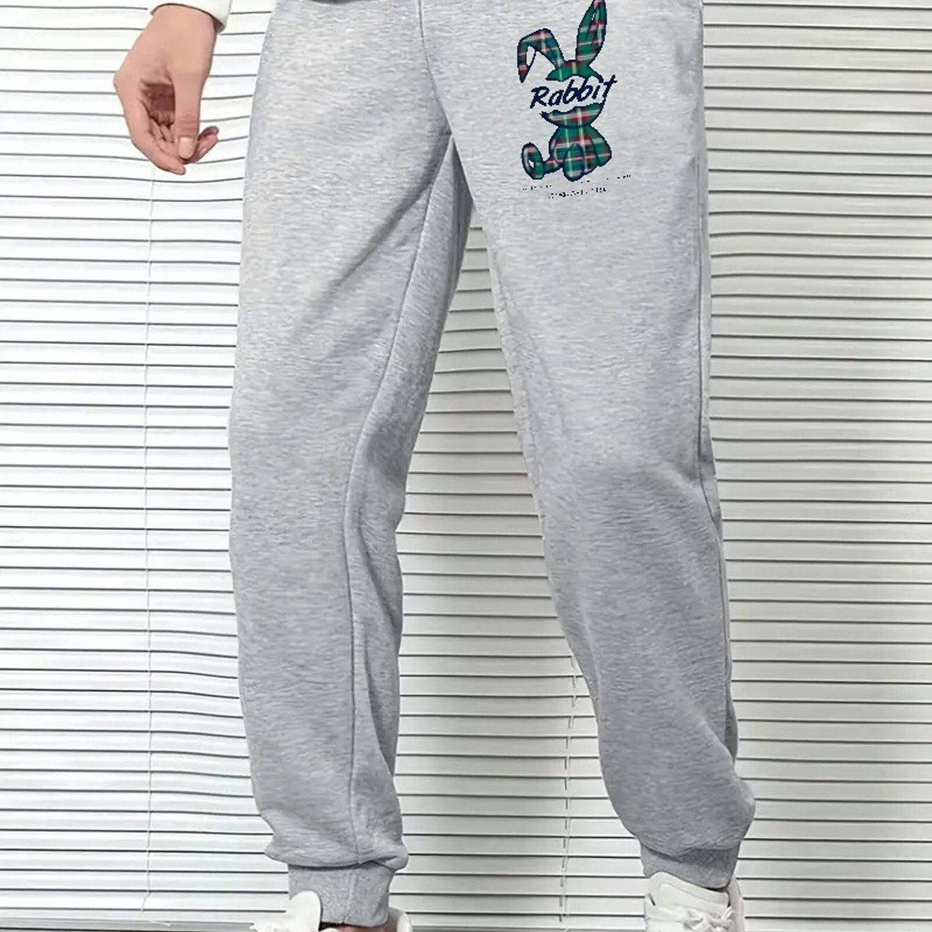 Plaid Rabbit Comfy Drawstring Joggers Men's Casual Pants