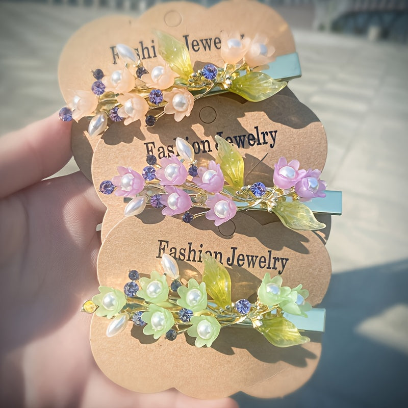 Lily of the Valley Hairpin Spring Clip Leaf Flower Headwear
