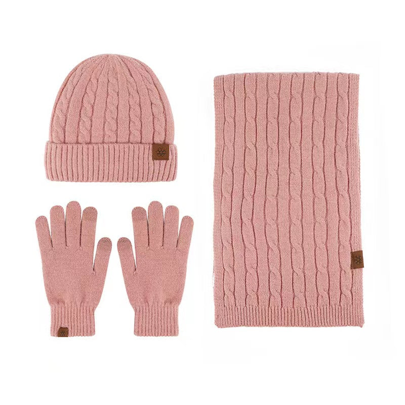 Alpaca Fleece Knitted Hat Scarf Gloves Set for Men Women