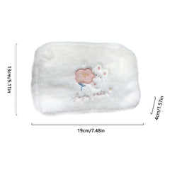 Embroidered Rabbit Cosmetic Bag Soft Plush Travel Makeup Pouch