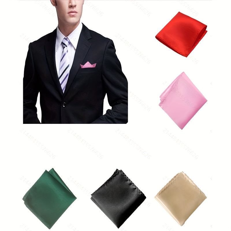 12pcs Men's Pocket Towel Small Handkerchief Solid Handkerchief for Wedding Dress