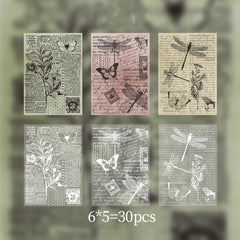 30 Pcs Retro Letter Sheet Material for Junk Journal & Scrapbooking