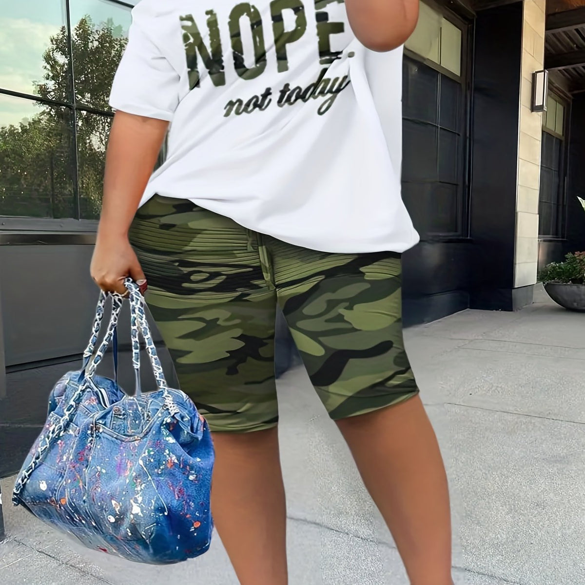 Camouflage Print Casual Two piece Set Short Sleeve T shirt & Shorts