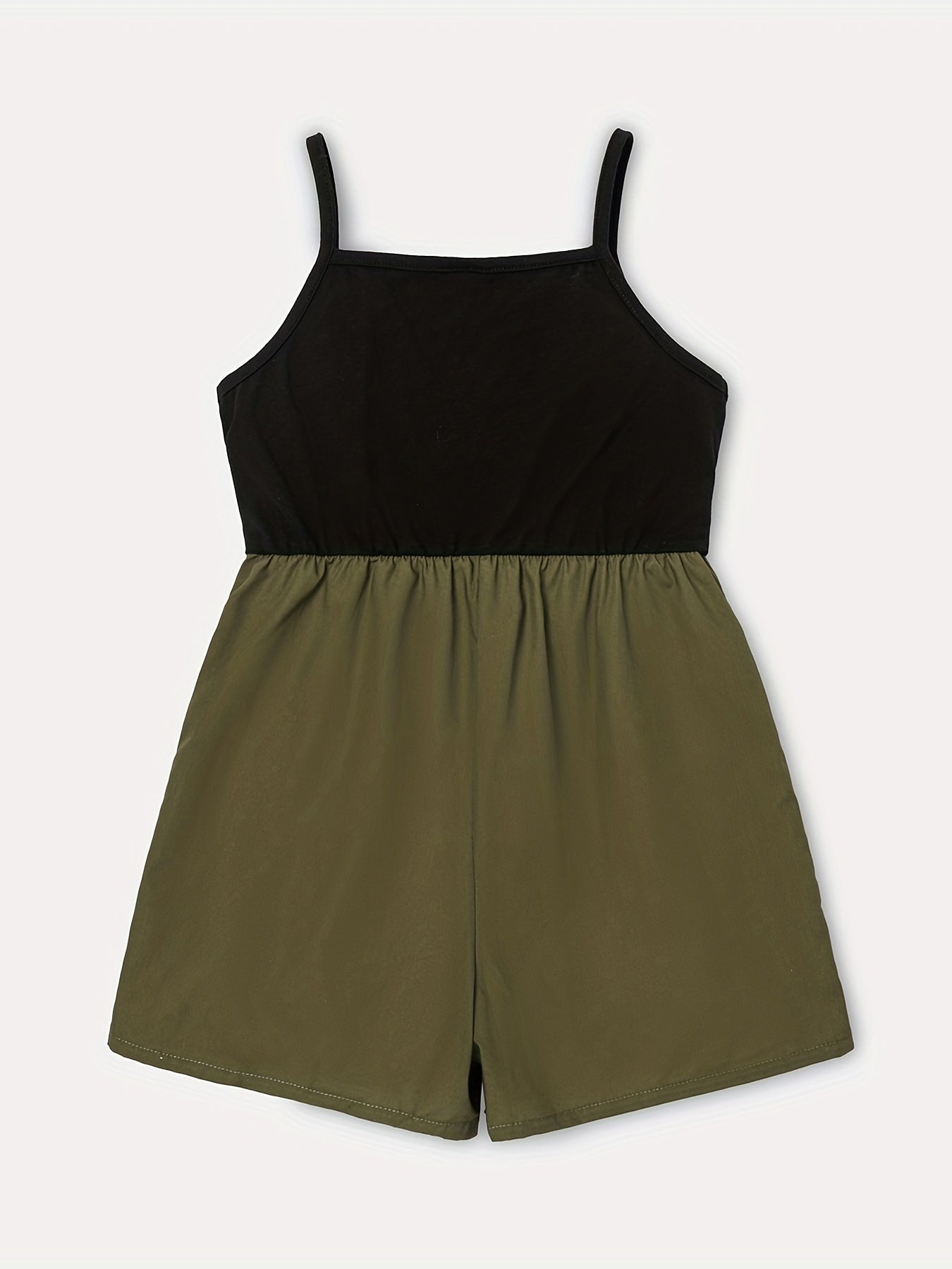 Girls Letter Graphic Bow Front Spliced Cami Rompers Kids Summer Clothes
