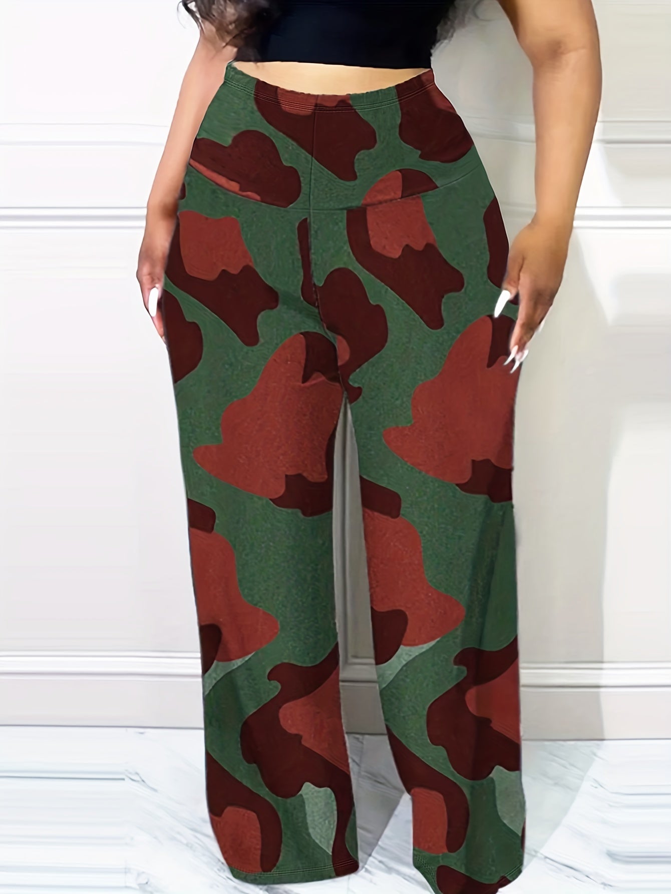  Camo Print High Waist Tummy Control Trousers