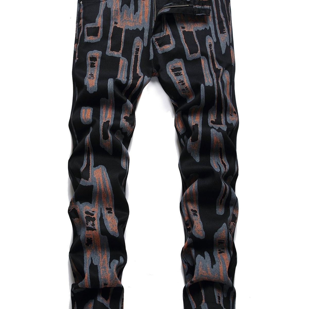 Men's Casual Letter Print Slim Fit Jeans