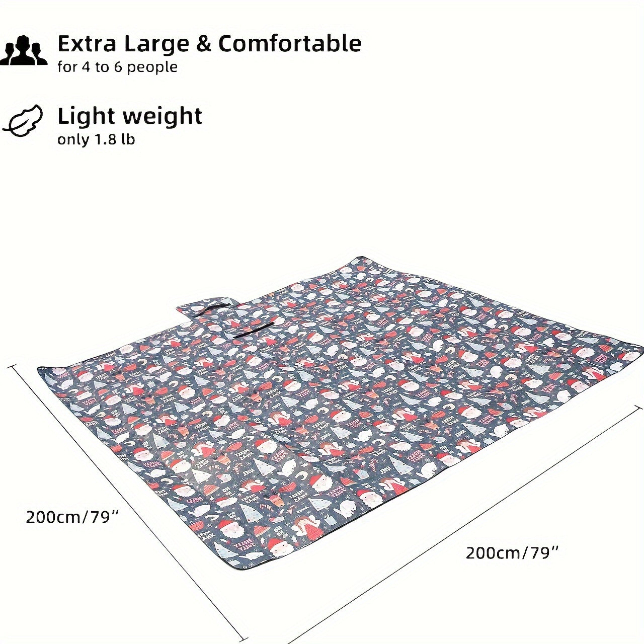 Large Christmas Style Picnic Blanket Waterproof Foldable Mat