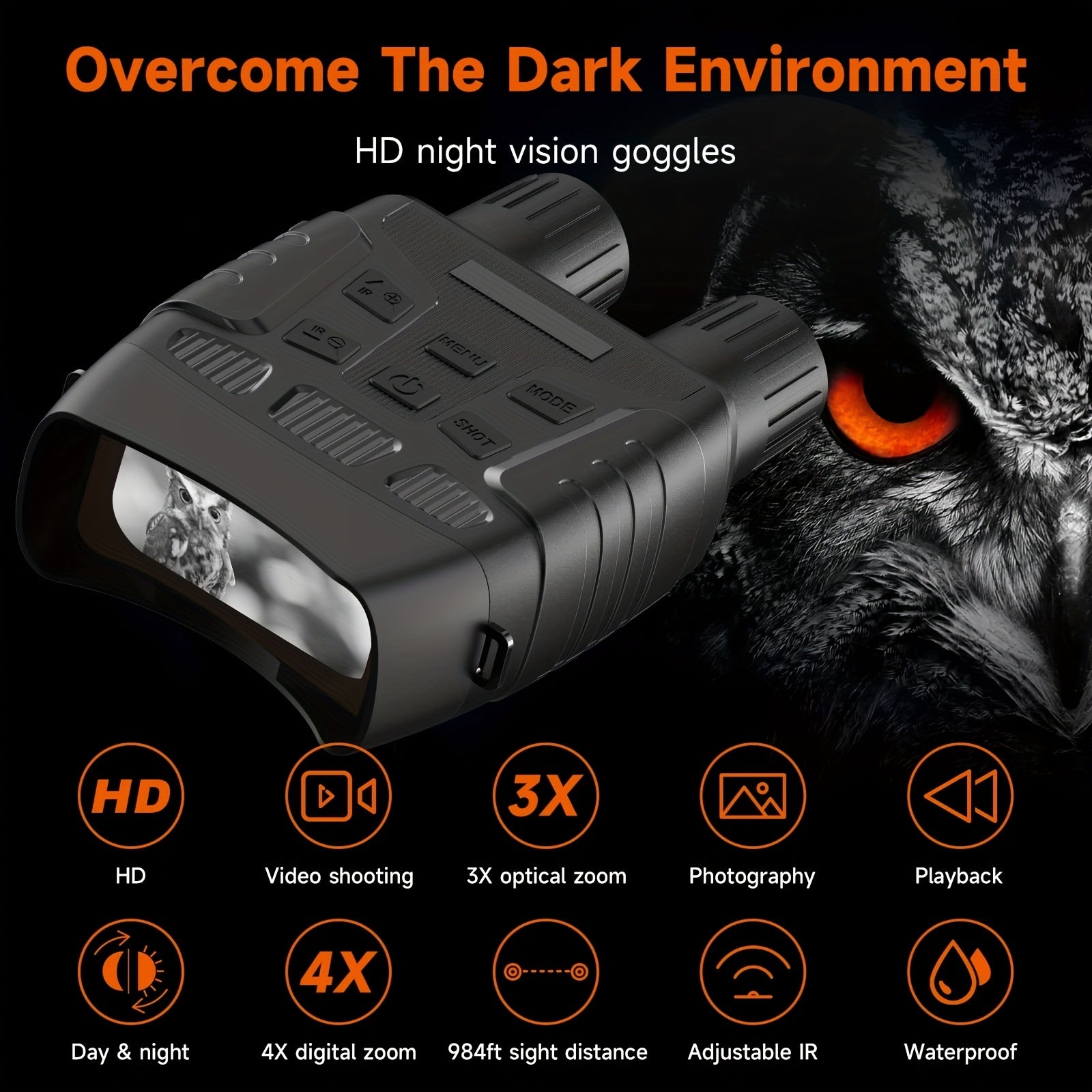 Night Vision Binoculars Infrared with Camera and 984ft Range