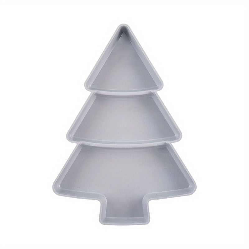 Christmas Tree Cake Tray Dessert Biscuit Snack Plate 3 Girds