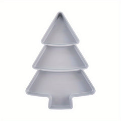 Christmas Tree Cake Tray Dessert Biscuit Snack Plate 3 Girds