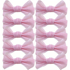 10 Pcs Mesh Bow Hair Clips For Women