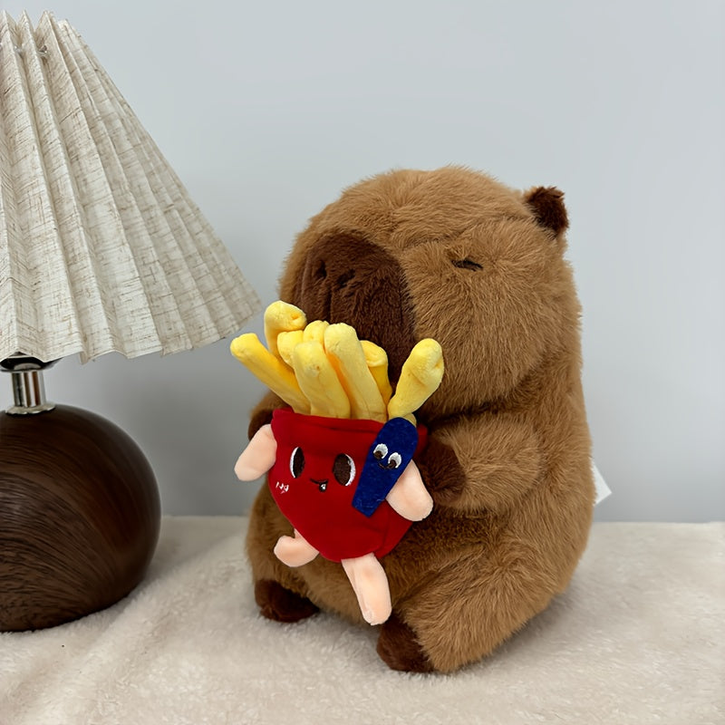 Capybara Plush Toy 8.66in Soft Stuffed Animal with French Fries & Cupcake