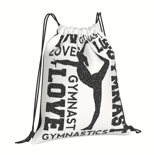 Love Gymnastics Gymnast Drawstring Backpack Outdoor Lightweight Bag