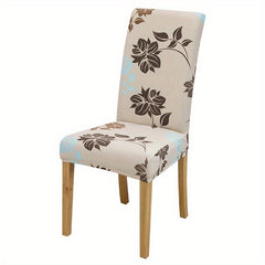 Stretch Chair Slipcover Milk Silk Flower Plant Print for Dining Room