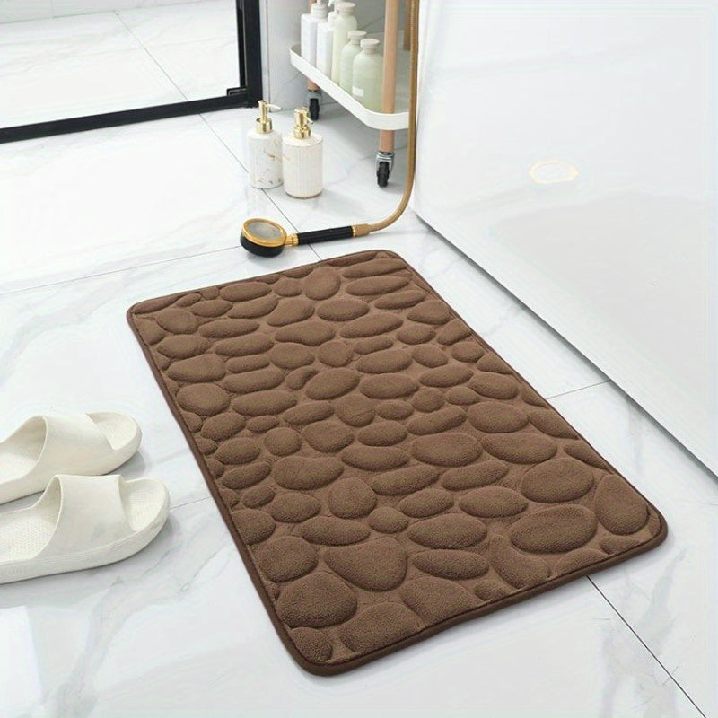 Memory Foam Bath Rug Cobblestone Embossed Bathroom Mat
