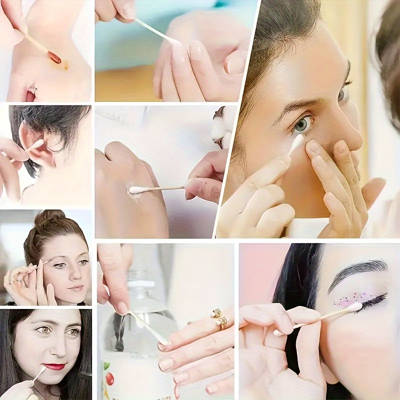 200 400pcs Cotton Swabs Ear Cleaning Disposable Makeup Double-headed Round Head