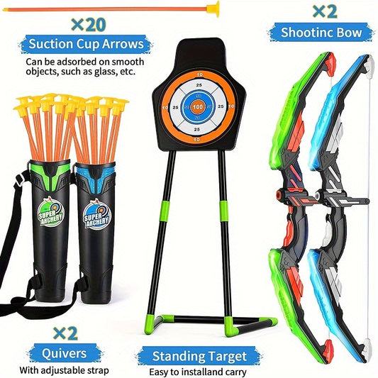 Kids Bow And Arrow LED Luminous Archery Set Indoor Outdoor Sports Gift