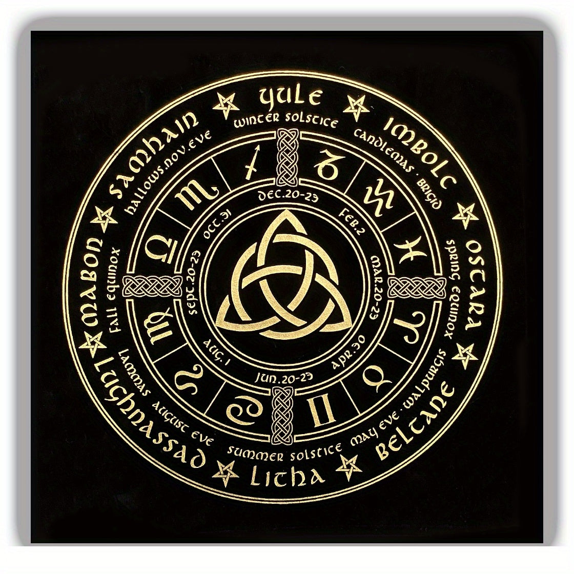 Triple Goddess Pentagram Velvet Altar Cloth