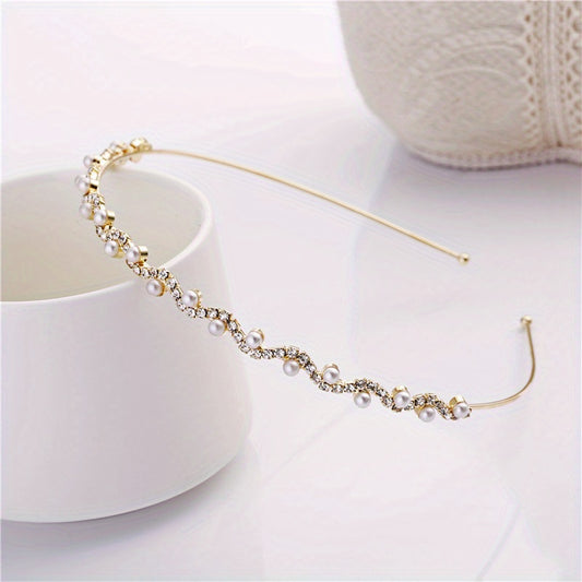 Rhinestone Faux Pearl Headband Hair Accessories