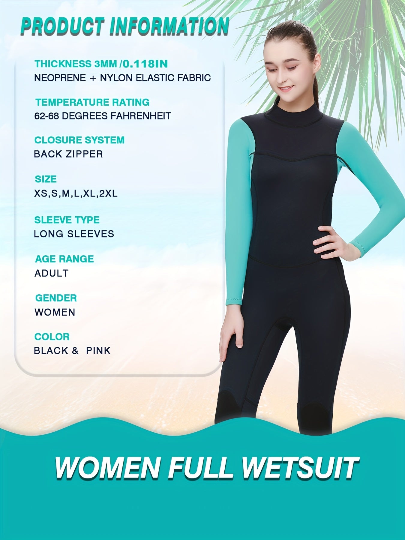 3mm Women's Wetsuit Diving Surfing Scuba Suit