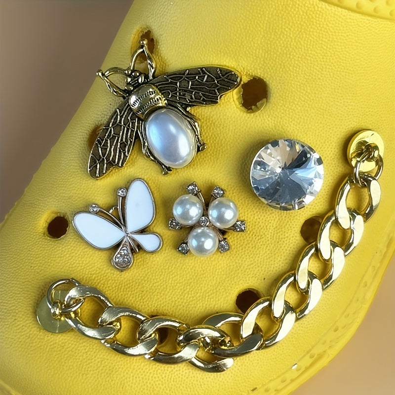 11Pcs Rhinestone Shoe Charms Chain Sandals Decorations