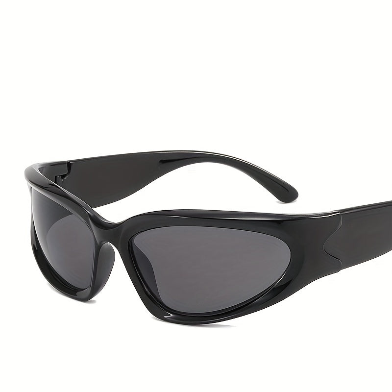 Y2K Wrap Around Sunglasses Cyberpunk Futuristic Mirror Lens Glasses UV400