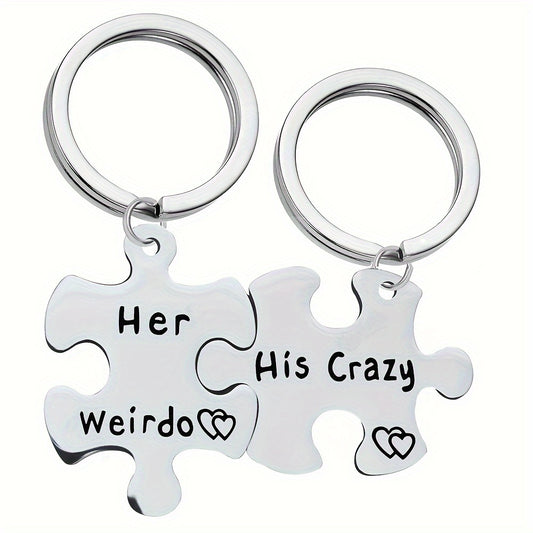 Couple Keychain Stainless Steel Keyring Backpack Pendant Gift