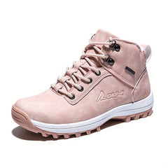 Waterproof Lace Up Snow Boots Plush Inner Thermal Faux Leather Work Shoes