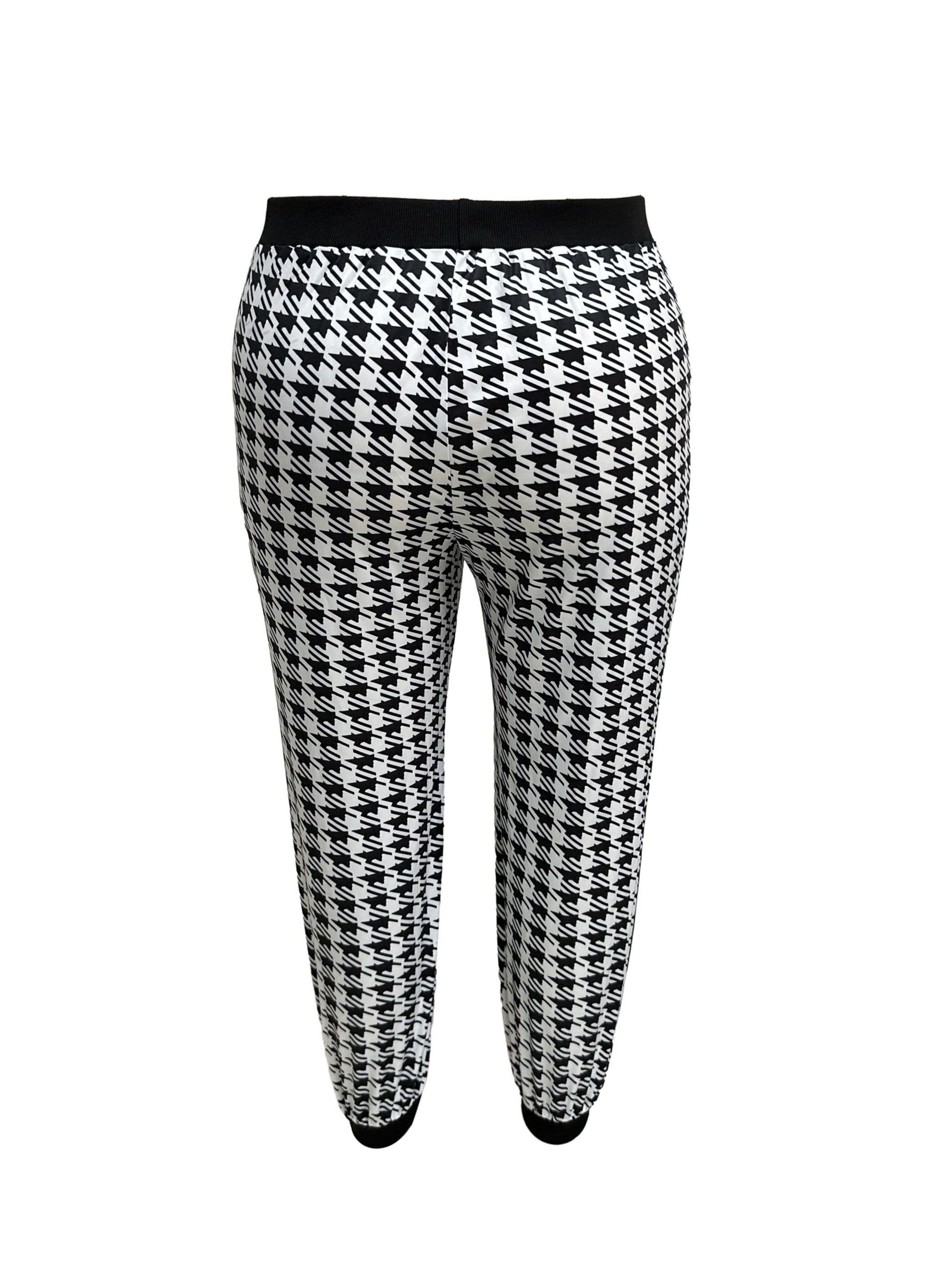  Houndstooth Print Coat & Pants 2 Piece Set
