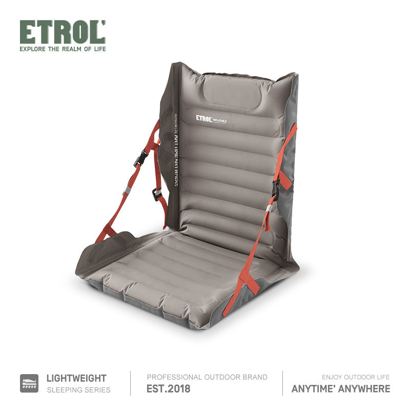 ETROL Inflatable Folding Chair Portable Cushioned Seat Backrest Camping Recliner