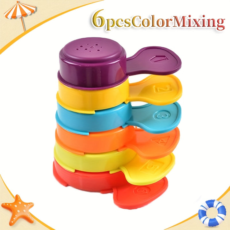 Colorful Sunflower Stacking Cup Bath Toy for Babies