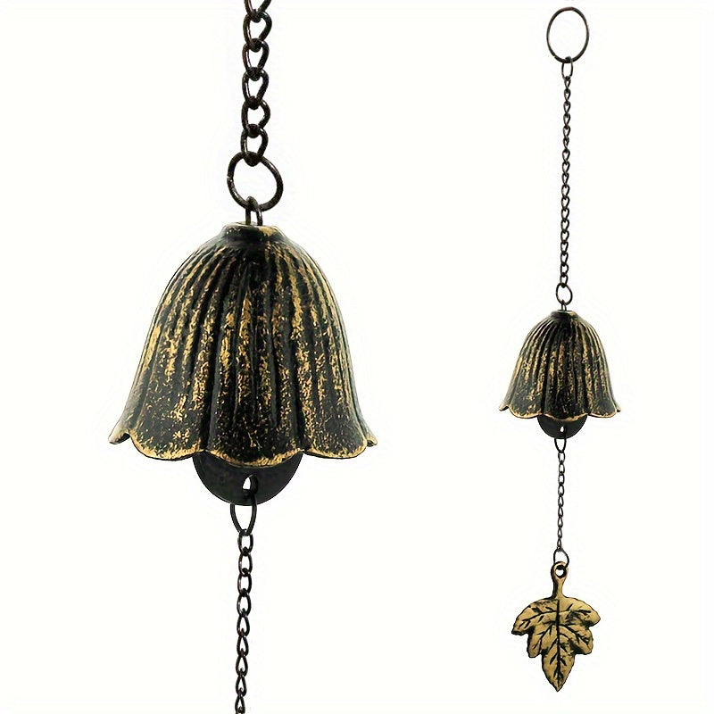 Japanese Cast Iron Wind Chime Hanging Decoration Retro Leaf Bell Outdoor Garden